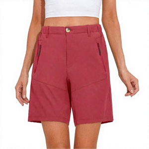 Shorts pour femmes à taille haute, couleur unie, séchage rapide, en polyester, décontractés, avec fermeture boutonnée - Product Image 3