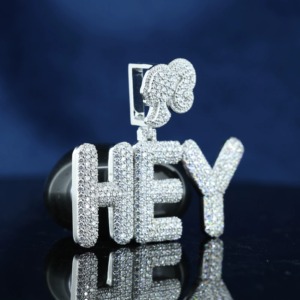personalized <b>Initial</b> Letter <b>Pendant</b> 18K Gold Plated Hip Hop VVS Moissanite Name Letter <b>Pendant</b> 925 <b>Silver</b> Girls Bail <b>Pendant</b> - Product Image 3