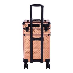 Valigia per Trucco 4-in-1 in Alluminio Intercambiabile Stile Draw Bar Oro Rosa, Borse e Custodie per Cosmetici - Product Image 6