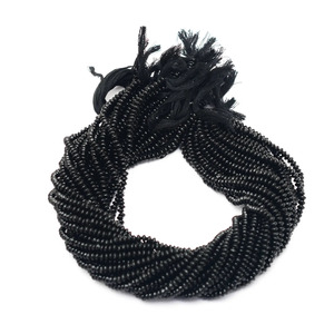 Black Gemstone 5mm Smooth Button Rondelle <b>Beads</b> Natural Black Semiprecious Gemstone Heishi Saucer <b>Loose</b> <b>Beads</b> for Jewelry Making - Product Image 3