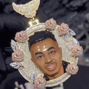 Factory New Moissanite Iced Hip Hop Custom Pendant Full Moissanite Diamond Silver Cuban Necklace Hip Hop Pendant Luxury - Product Image 4