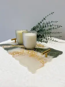 Plateau de service en résine de conception moderne et simple de haute qualité avec poignée Plateau décoratif disponible à un prix abordable - Product Image 3