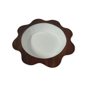 Plateau de table en bois de manguier fait à la main plateau de service décoratif en émail de style turc unique résine artisanale marron naturel foncé - Product Image 1