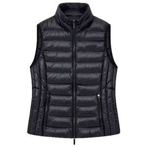 Chaleco acolchado grueso de color liso para mujer, ligero, sin mangas, con cremallera, para deportes, juvenil y adulto, tipo gilet, chaleco acolchado. - Product Image 1