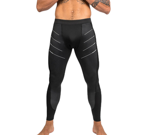 Leggings de compression intégrale pour hommes, noir uni, taille élastique, en Spandex et Nylon, motif design - Product Image 5