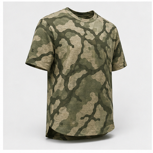 T-shirt à manches courtes et col rond pour homme, imprimé camouflage personnalisé motif fougère et olivier, MTS-CAMO-0016 - Product Image 4