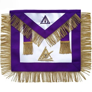Delantal de la Ilustre Cámara Maestra, Bordado a Mano en Morado y Borlas con Flecos, Calidad Premium, Envío a Todo el Mundo - Product Image 1