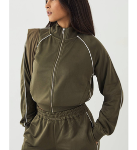 ชุดออกกำลังกายแบบยืดหยุ่นสูง ปี 2026 เสื้อแขนยาวสำหรับผู้หญิง ชุดโยคะ โพลีเอสเตอร์ เสื้อแจ็คเก็ตซิปกันลม ชุดเข้าชุด 2 ชิ้น - Product Image 5