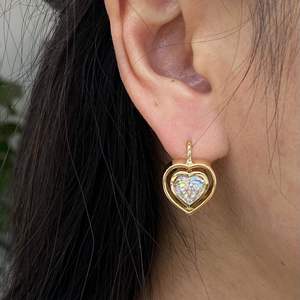 Boucles d'oreilles pendantes de luxe multi-formes en diamants de laboratoire, plaquées or 9 carats, certifiées IGI, tendance, serties clos, pour femme, haute joaillerie - Product Image 1