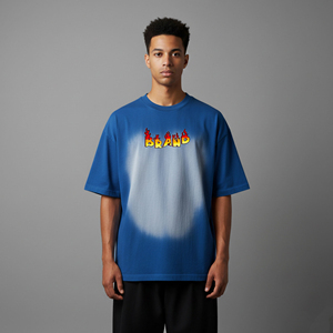 T-shirt Homme 2026 Tendance Haut de Gamme en Coton Lourd Délavé Effet Soleil, Style Hip Hop, Logo Personnalisé, 100% Coton Anti-Plis, Séchage Rapide et Respirant - Product Image 1
