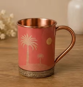 Copper Water Bottle 950ML Handmade Portable Minimalist Design with Lid for Travel Ayurveda Health Benefit - Product Image 2