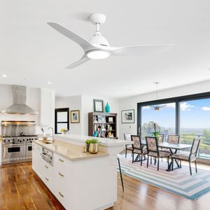 Ventilatore da Soffitto Moderno Bianco da 52 Pollici con Luce LED da 22W e 3 Pale in ABS, Motore DC per Uso Interno - Product Image 5