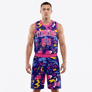 Ensemble de maillot et short de basket-ball réversible avec motif personnalisé - Product Image 1