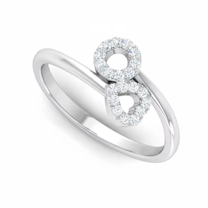 Anillo de Lujo para Uso Diario con Diseño Amira para Mujer, Oro de 14K, 20 Diamantes Naturales de Corte Brillante Redondo, Color G |   Chapado en Rodio 0.15Ctw - Product Image 1