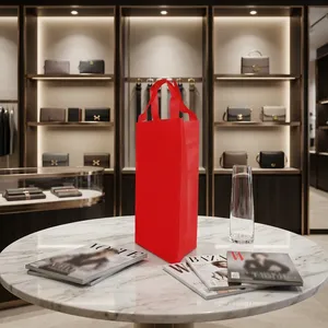Reusable Non Woven <b>Bottle</b> Carrier <b>Bag</b> Custom Logo Shopping <b>Gift</b> <b>Bag</b> - Product Image 1