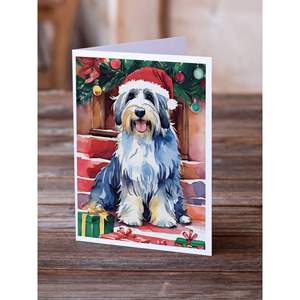 Whimsical A7 Tamaño 5x7 Bearded Collie Tarjetas de felicitación de Navidad Paquete de 8 tarjetas de nota en blanco con sobres - Product Image 2