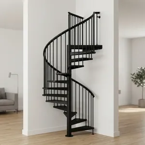 Escalera de Caracol Interior de Metal, Diseño Industrial, para Hogar u Oficina, Duradera, Fijada con Pernos, con Barandilla de Metal - Product Image 5