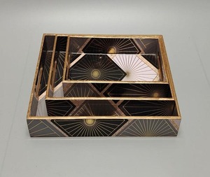 Nueva Bandeja Rectangular de Madera con Diseño Impreso y Esmaltado, Hermosa para Cocina y Restaurante, Bandeja Decorativa de Madera para Servir Té y Café - Product Image 2