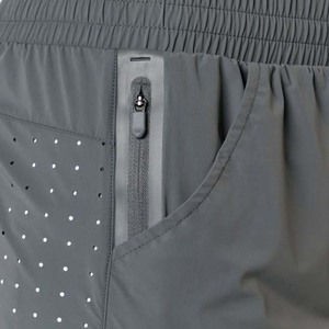 Pantalones Cortos Deportivos Grises de Secado Rápido para Hombre, con Bolsillos, Cintura Elástica, Largo Medio, Color Sólido, Tejido de Poliéster - Product Image 6