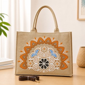 Custom Printed Laminated Jute Shopping <b>Bag</b> Ethnic Pattern Reusable <b>Gift</b> Tote with Handle for Wedding Souvenir - Product Image 3