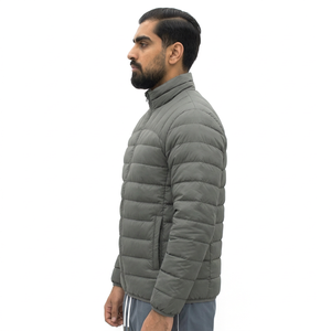 Chaqueta Acolchada con Capucha para Hombre, Color Gris, Transpirable, Resistente al Viento, Cierre de Cremallera, Ropa Casual de Invierno, Relleno de Poliéster/Nailon, Corte Holgado - Product Image 6