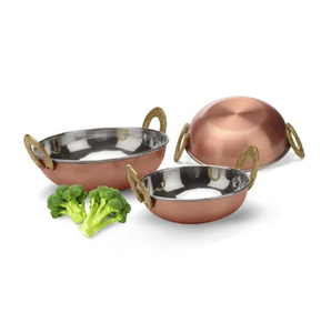 หม้อทองเหลืองตีลายพร้อมด้ามจับทองเหลือง บุสแตนเลส สำหรับทำอาหารบนเตา - Product Image 2