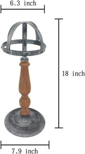 Rustic Metal Wood Freestanding <b>Hat</b> Rack <b>Stand</b> Multi-Purpose Cap Wig Accessory Organizer Display in Rustic Gray - Product Image 5