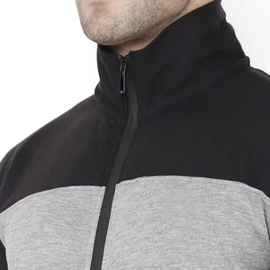 Ensemble de survêtement noir personnalisé pour hommes, col montant, fermeture éclair, sweat-shirt en molleton bouclette, streetwear décontracté d'hiver, pantalon de jogging - Product Image 6
