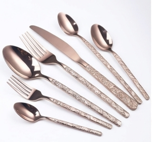 Ensemble de couverts en acier inoxydable plaqué or rose de qualité supérieure, finition miroir, manche long, design moderne, passe au lave-vaisselle, vaisselle de mariage - Product Image 1