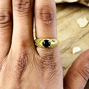 Best Arrival Boho Filigree Black Onyx <b>Ring</b> Tribal Brass <b>Rings</b> Women 18k Gold Plated Vintage Swirl <b>Statement</b> Wholesale/OEM/ODM - Product Image 3