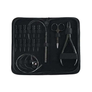 Custom Private Label Premium Hair <b>Extension</b> Kit 16Pcs Black Micro <b>Bead</b> Nano Ring Application Tools Cutting Shears Clamps Masters - Product Image 1