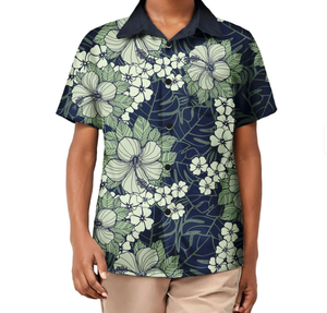 Men Short Sleeve Floral Print Casual Polo Shirt Breathable 100% Polyester Regular Fit White <b>Red</b> Pattern - Product Image 2