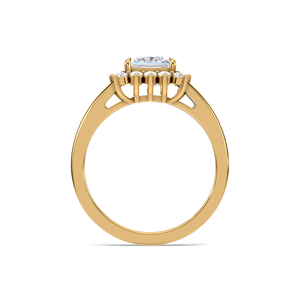 Elegante Anillo Halo con Diamantes de Corte Princesa de 1.28ctw |   Anillo de aniversario clásico con halo cuadrado de oro amarillo, blanco y rosa de 18 quilates - Product Image 3