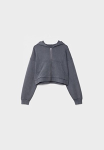 Venta al por mayor de ropa de mujer personalizada de alta calidad 100% algodón de lana en blanco Crop Top Terry sudadera recortada con capucha para mujer - Product Image 5