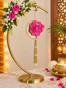 Pink Foam Lotus Wall Hanging,Ethnic Hanging Decor, Indian Wedding Decoration, Bulk Festive Ornament ,Stairs Balcony Hanging - Product Image 1