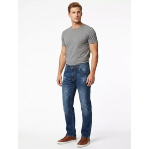 Jean décontracté pour homme grande taille, coupe droite, respirant, bleu délavé moyen, en denim uni, écologique, poids moyen, 100 % coton - Product Image 5