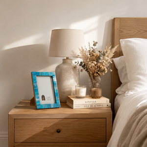 Turquoise Blue <b>Wooden</b> Photo <b>Frame</b> | Rustic Handmade Tabletop <b>Picture</b> <b>Frame</b> | Coastal Farmhouse Decorative Photo <b>Frame</b> for Home - Product Image 5