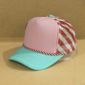 Unisex Pink Red Striped <b>Mesh</b> Trucker Hat Breathable Adjustable Casual Cap Spring Summer Adult - Product Image 1