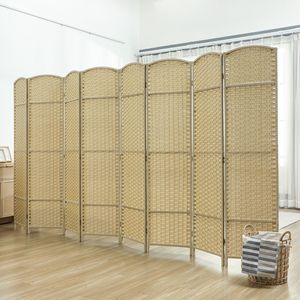 Paravento Divisorio Tradizionale a 8 Pannelli, Alto 1,70 m, Beige, in MDF, Autoportante per Privacy in Casa e Ufficio - Product Image 2