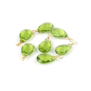 Peridot Quartz Faceted Pear Shape Gemstone Gold Plated <b>Wire</b> Wrapped Charms For Making Pendant Necklace - Product Image 4