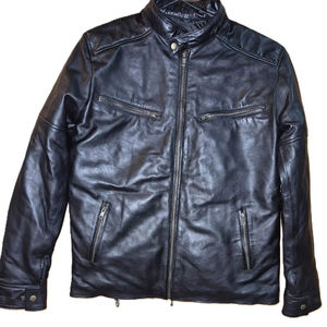 Veste en cuir de vache de style vintage pour moto, écologique et de haute qualité, doublure en polyester, boutons Luxel, fermeture éclair, pour homme - Product Image 1