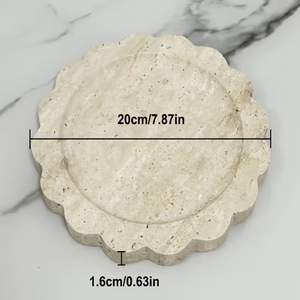 Lace Hole <b>Travertine</b> Tray Round Shape Scallop Edge <b>Travertine</b> Tray - Product Image 2