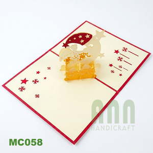 Tarjeta de felicitación de Luna 3D con corte láser personalizado, nueva tendencia, estilo Ángel, perfecto, papel de Navidad personalizado, artesanía, regalo de cumpleaños de Vietnam - Product Image 2