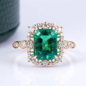 Bague en diamant taille émeraude en or 14K/18K avec pierre précieuse orange, bijou élégant pour le quotidien, importé d'Inde - Product Image 1