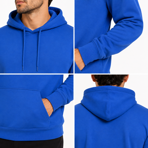 Sweat-shirt à capuche bleu royal pour homme, en polyester, uni, coupe classique, décontracté, avec poche avant, idéal pour l'automne et le sport - Product Image 3