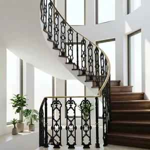 Système de main courante en fer et laiton de qualité supérieure, piliers décoratifs en métal antique pour la rénovation des escaliers domestiques - Product Image 6