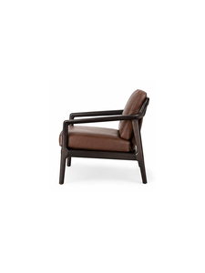 Modern <b>Leather</b> Armchair with Wooden Frame Solid Back Ergonomic Design for Living Room Home Furniture - Product Image 3