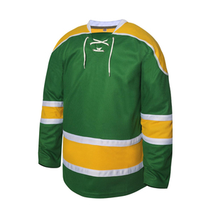 <b>Green</b> Ice Hockey Jersey Half Sleeve Solid Design Breathable 100% Polyester Sublimated Print Unisex Adult Apparel Summer - Product Image 1