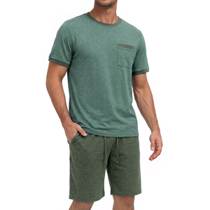 Ensemble de t-shirts et shorts décontractés pour hommes de qualité supérieure, design personnalisé, manches courtes, couleur unie, tissu tricoté écologique - Product Image 5