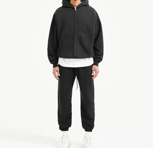 OEM Custom Unisex Hooded Sweatshirt Jacket, Full <b>Zip</b> Fleece <b>Hoodie</b> with Embroidered Logo and Kangaroo <b>Pockets</b>, Wholesale - Product Image 4